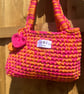 Bespoke Crochet Shoulder Bag — Pink & Orange Ombré, Handmade in the UK