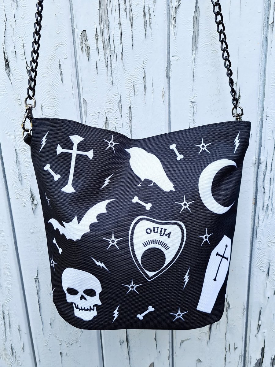 Gothic Handbag - Black Bag Bat Halloween Ouija Skull Coffin