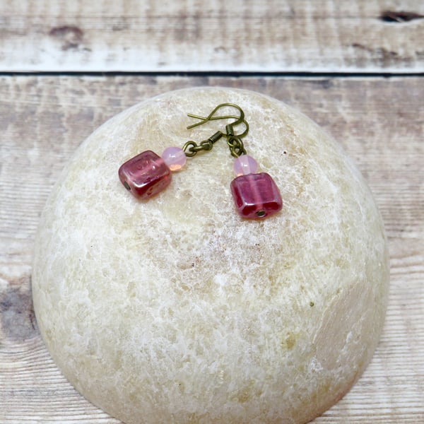 Pink dangle earrings