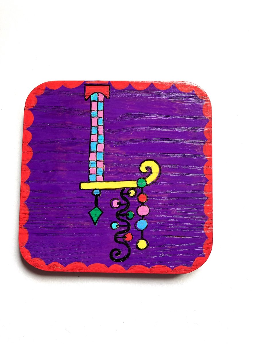 Up cycled purple coaster with lettter L 