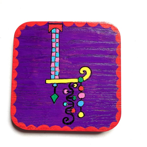 Up cycled purple coaster with lettter L 