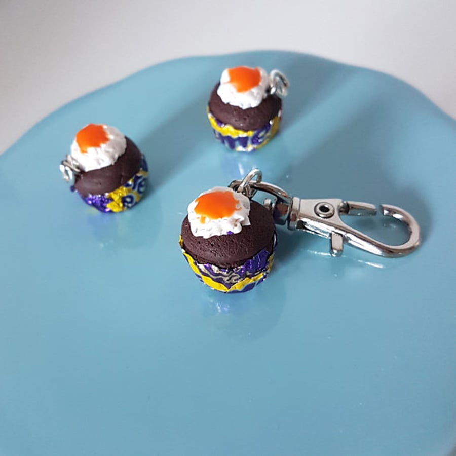 Chocolate Egg Cupcake planner charm, stitch marker, mini keyring, bag charm