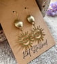 Boho brass evil eye dangle earrings 