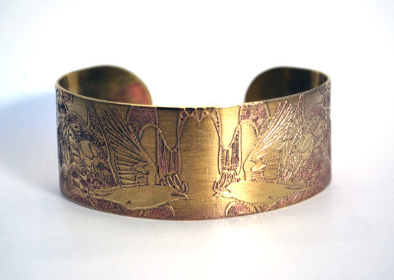 Brass rook crow Cuff - medium size