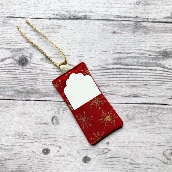 Christmas snowlakes fabric gift tags. Eco friendly. Reusable. Cotton fabric. 