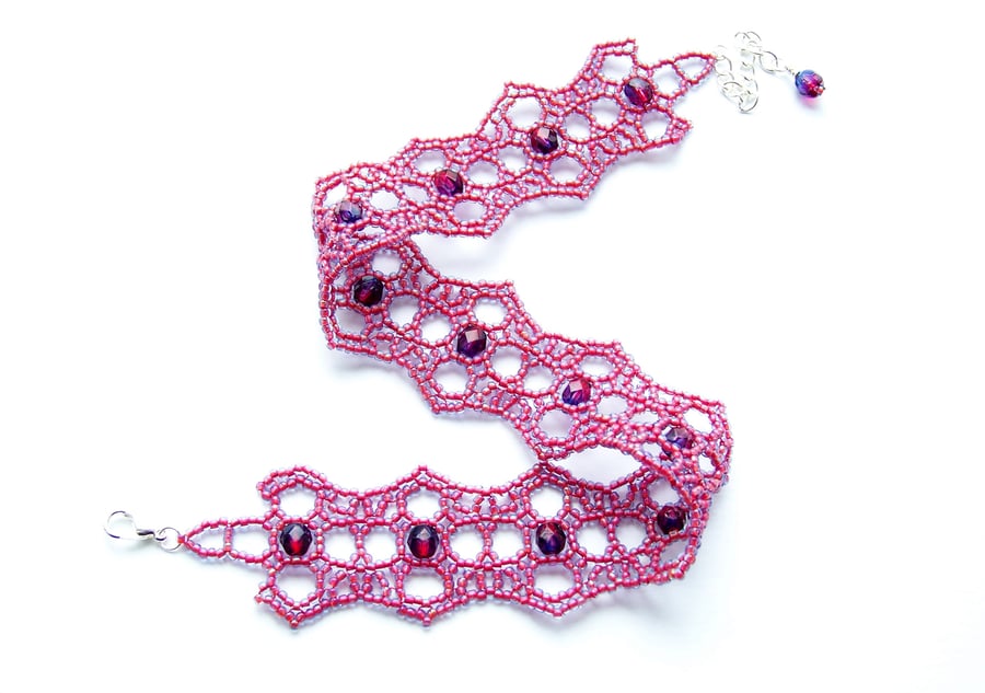 Victorian choker necklace, red beaded necklace, gothic necklaces, lace necklace 