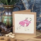 Pug - blank card - handmade stitched dog card, birthday card, greetings card
