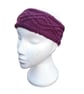 Hand knitted ladies magenta headband ear warmer with double diamond pattern  - Image 2