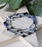 Blue Gemstone Necklace or Wrap Bracelet on Waxed Cord