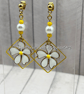 Gold Floral Pearl Earrings with Faux Pearl Beads – Handmade Jewellery - Image 4