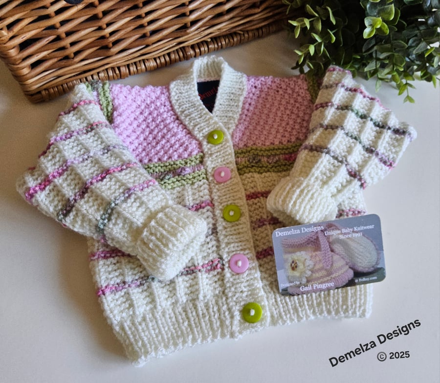 Baby Girl's Hand Knitted Cardigan  0-6 months size