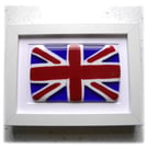 Union Jack Flag British Fused Glass Framed Picture