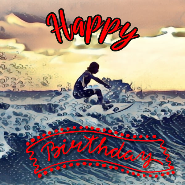 Happy Birthday Surfing Card A5