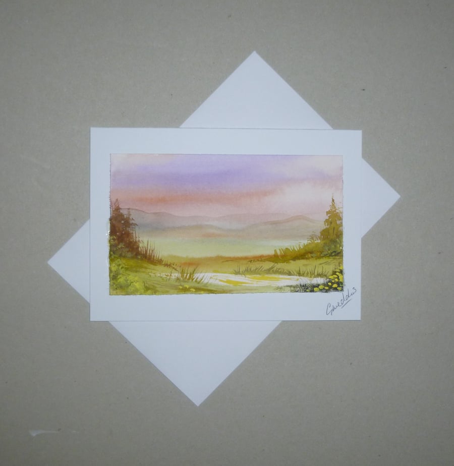 hand painted watercolour landscape greetings card ( ref FA 315 K1 )