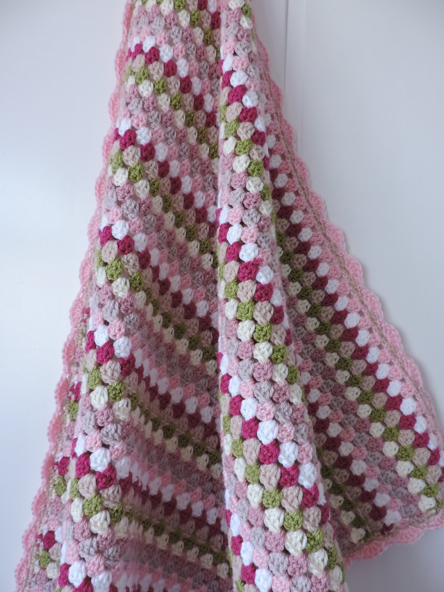  SALE Crochet  Lap Blanket, Baby Blanket Stripes