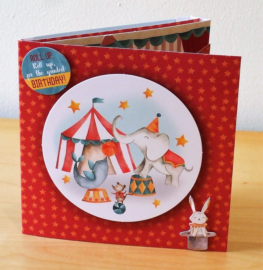 Birthday 3D scene card, Circus Fun