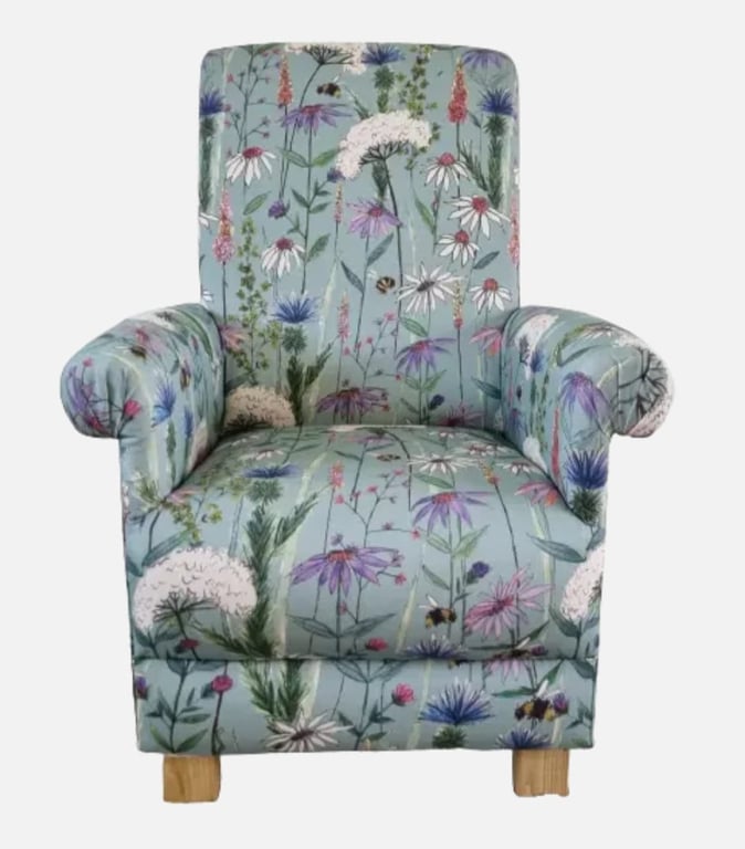 Voyage Hermione Verde Armchair Floral Adult Chair Green Bees Pink Bedroom 