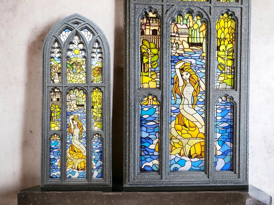 Large 27.5cm Mermaid Stained Glass Resin Window
