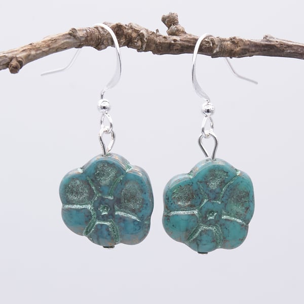 Beautiful Czech Glass Flower Earrings