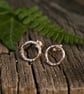 9ct solid gold circle stud earrings, hammered circle earrings, gold earrings - Image 5