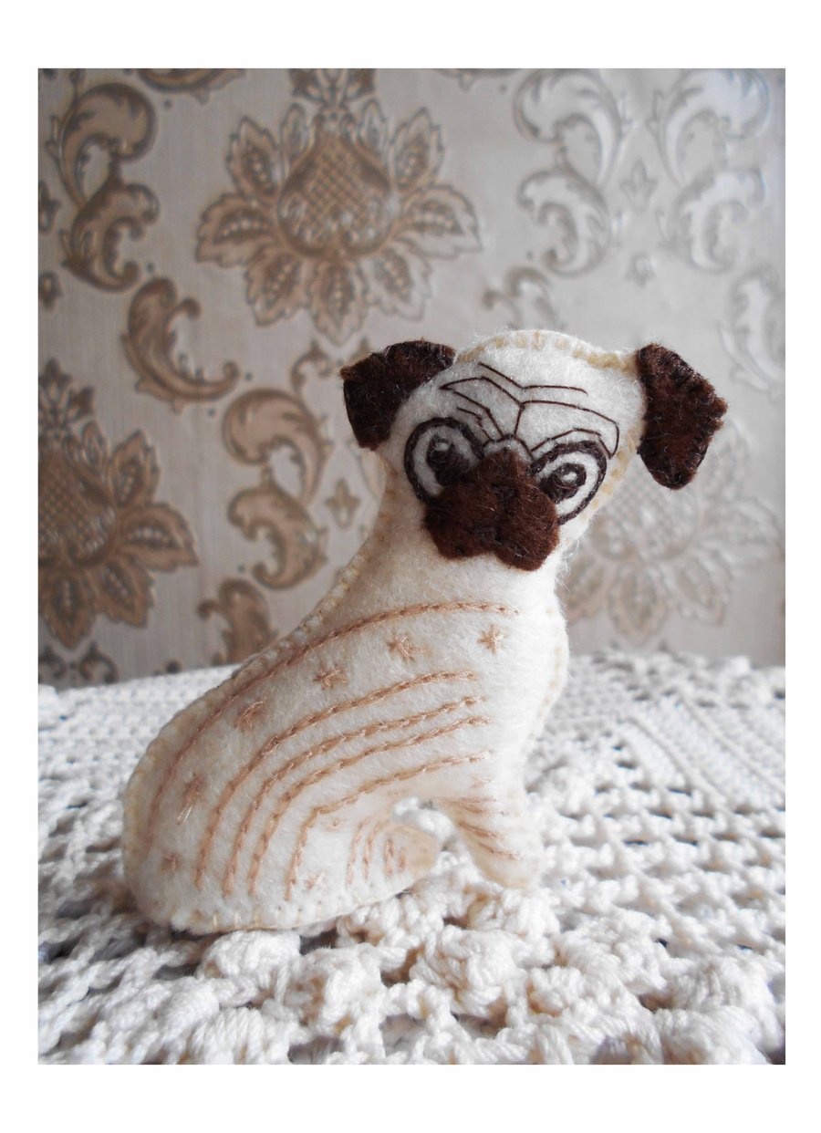 Handembroidered Pug Puppy