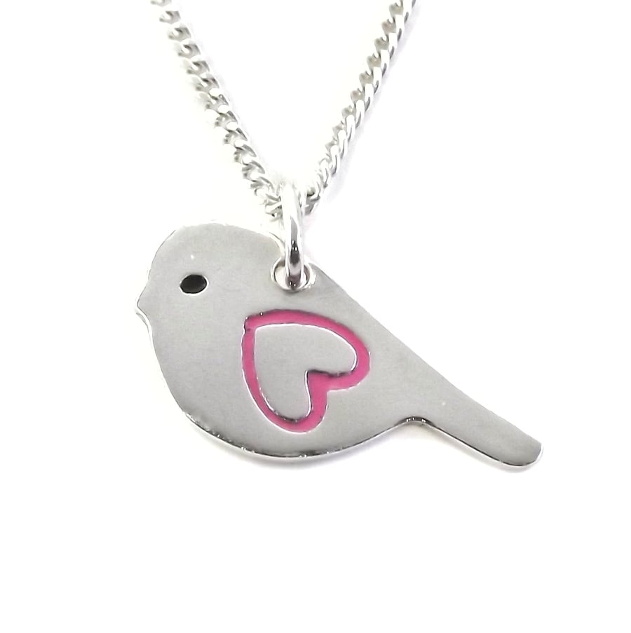 Bird Pendant (Small), Handmade From Sterling Silver, 6 Colours Available