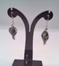 Black Iridescent Twist Bead and Silver Faceted Bead Silver Plated Earrings - Image 7