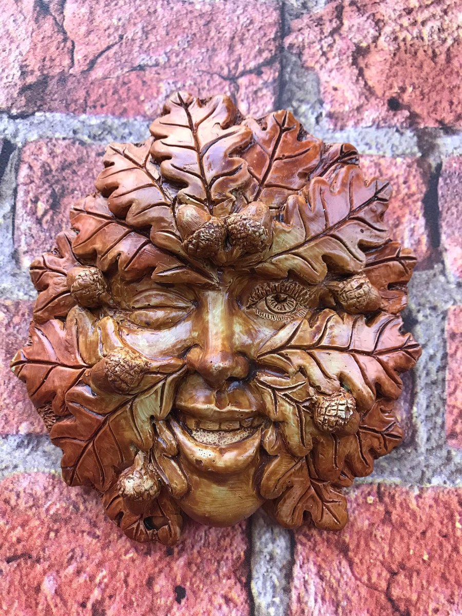 Acorn Imp Greenman plaque, Jack in the green, pagan, wiccan, mayday,