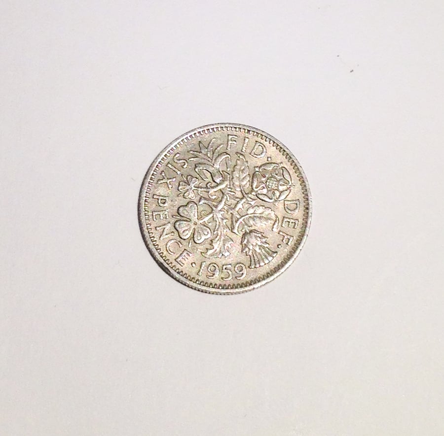 Lucky Sixpence Dated 1959 for Crafting