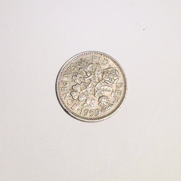 Lucky Sixpence Dated 1959 for Crafting