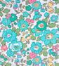 Liberty Fabric Scrap 10" Square : BETSY Green White Floral - Image 1