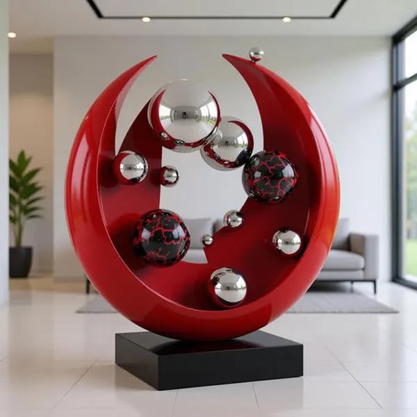 Orbital Echoes Handcrafted Modern Circular Sculpture with High Gloss Finish.