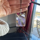 Pressed Flower, Rose Quartz, and Gold Leaf Phone or Bag Charm
