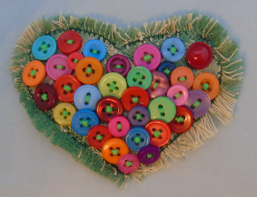 Fabric Brooch - Button Heart