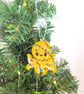 Embroidered hanging Octopus, Christmas decorations, wrapped in lights, machine e