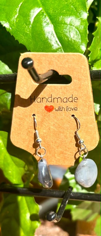 Handmade Silver-Plated Fish Hook Earrings with Single Stone-Look Bead Dangle