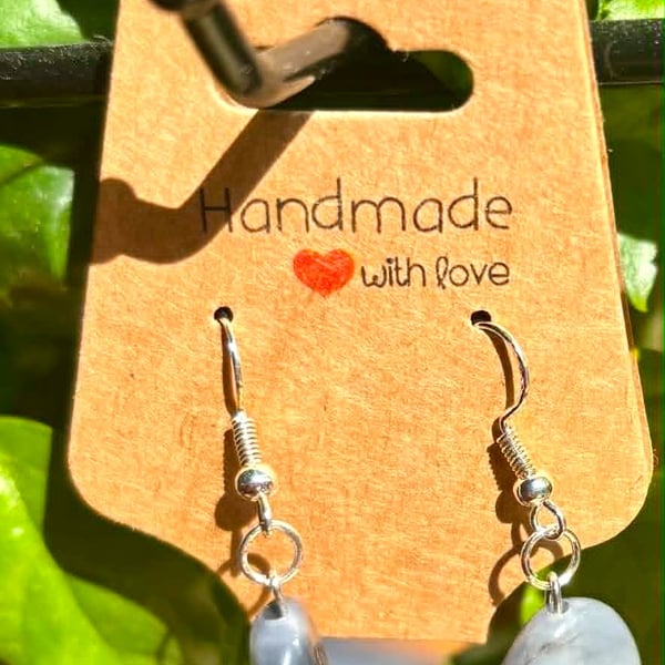 Handmade Silver-Plated Fish Hook Earrings with Single Stone-Look Bead Dangle