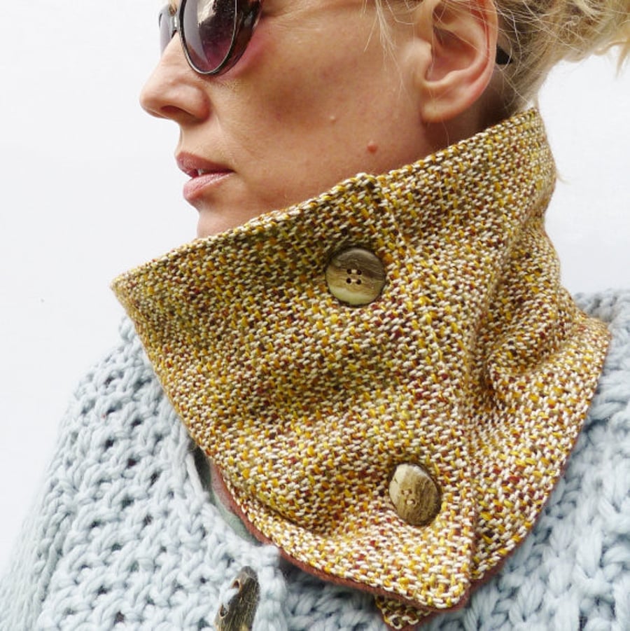 Women's Tweed Neckwarmer Scarf - Mustard Yellow