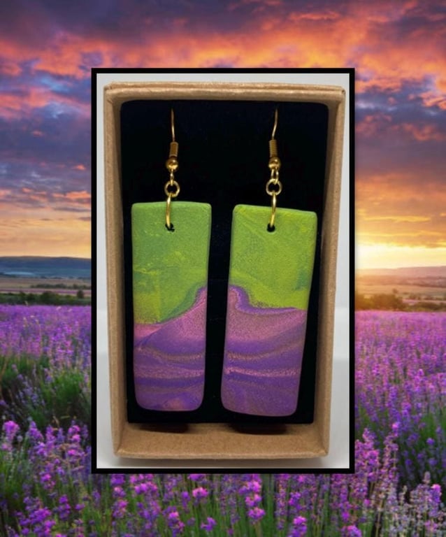 Lavender fields lightweight clay earrings