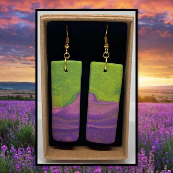Lavender fields lightweight clay earrings