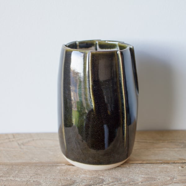 Pleated Vase Dark Green