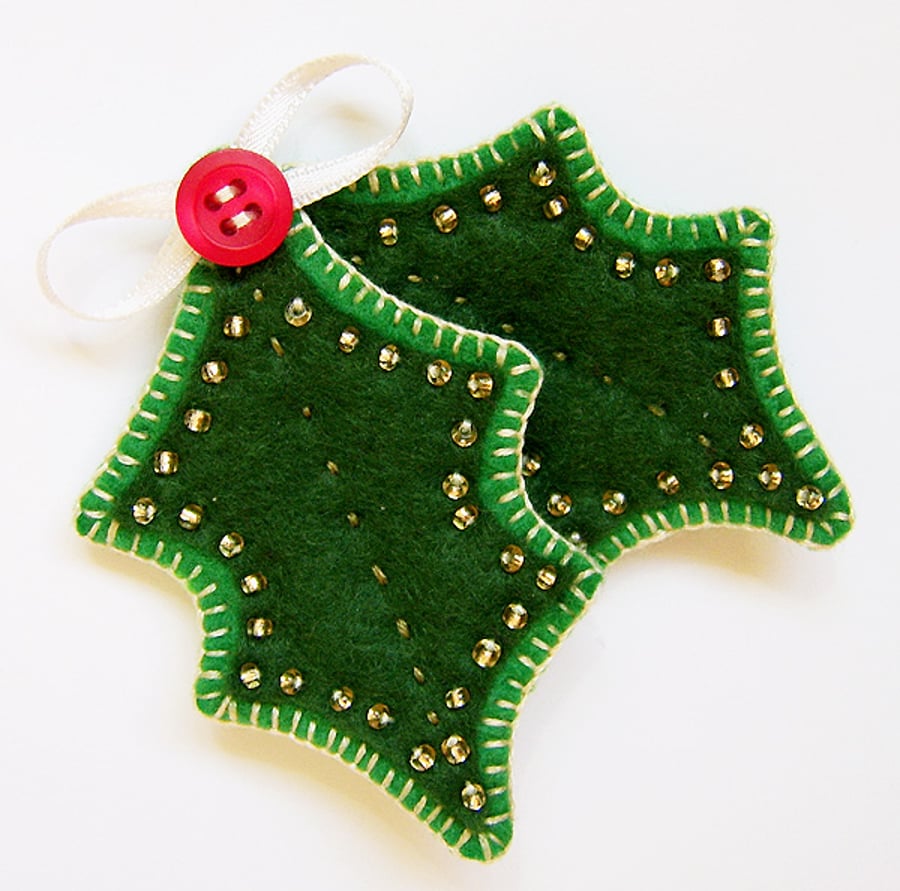 Reserved for GeorgieGirl1979 ... Felt Holly Brooch