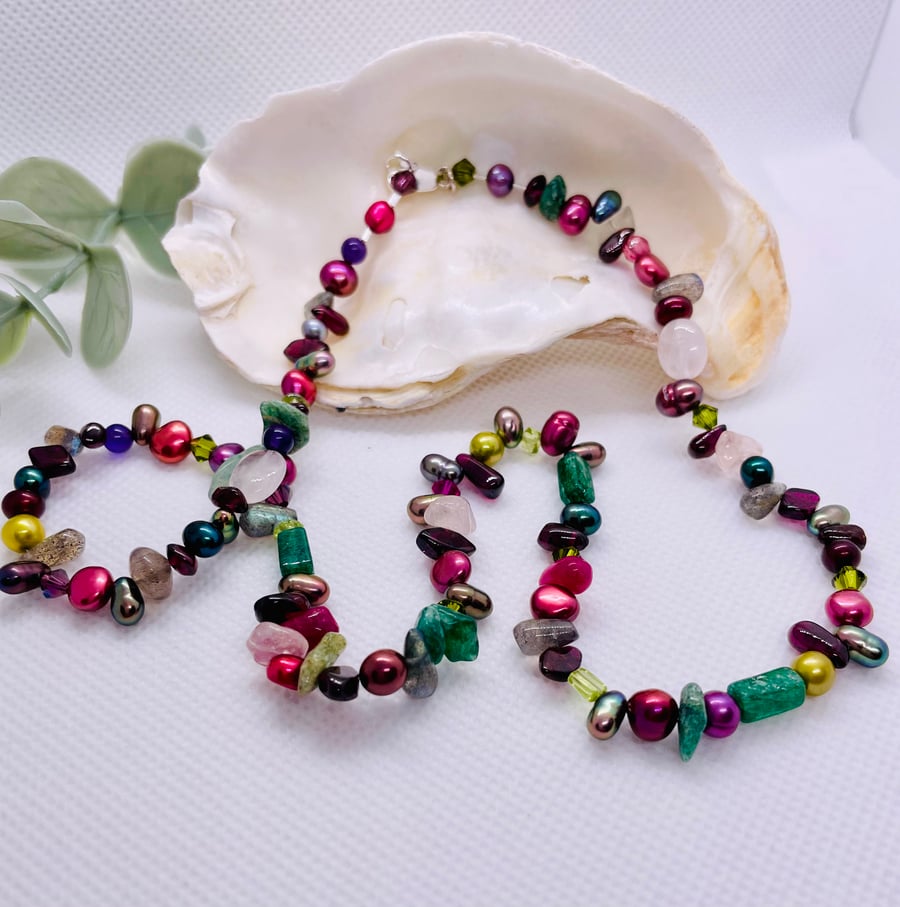 Bead soup necklace - multi colour