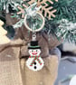 Handmade Christmas snowman beadwork keyring - Image 3