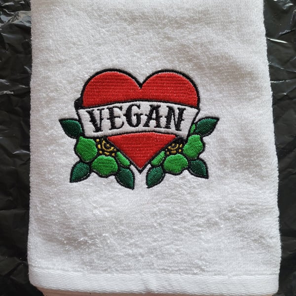 Embroidered Vegan Hand Towel