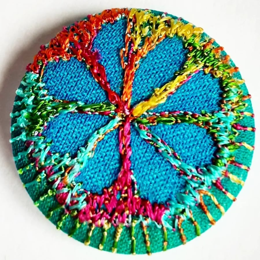 Buttons 1 inch button Hand Dyed Silks and Cottons Free Machine Embroidery Button