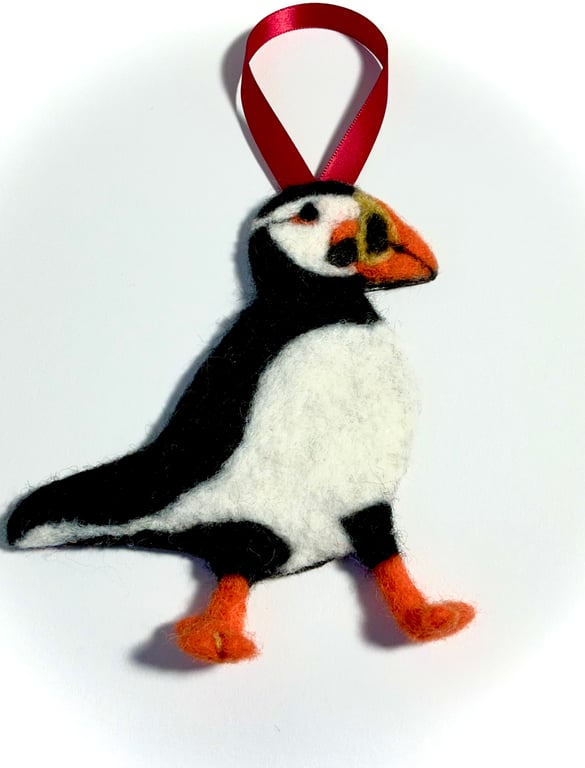 Needlefelted Puffin Hanging Wall Decoration