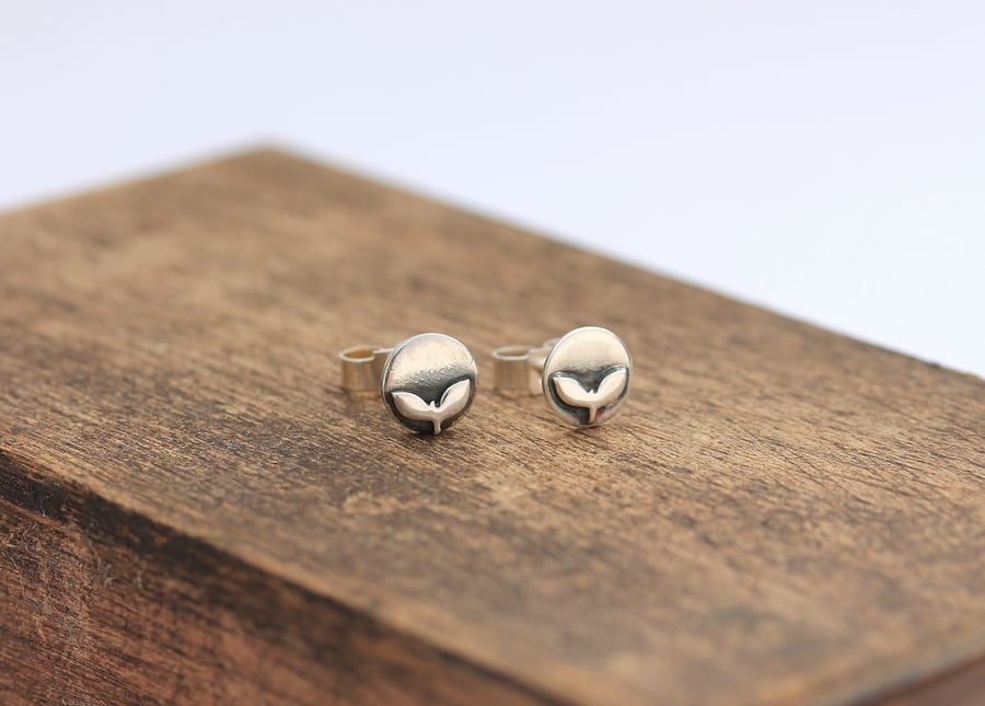 Silver Floral Earrings - Silver Stud Earrings - Rowan Leaf Earrings