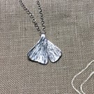 Ginko Leaf Pendant in Sterling Silver.  Lovely Valentine's Gift