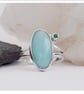 Emerald and Amazonite Boho Ring size O Sterling Silver 925 OOAK Hallmarked